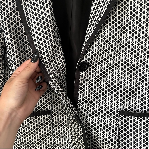 Apt. 9 Houndstooth Style Checkered Black & White Blazer Jacket Size 8 Petite - Picture 8 of 16